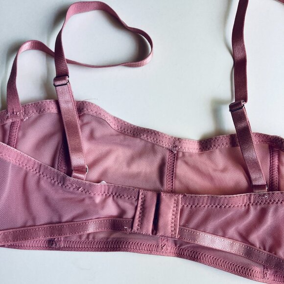 🍒 5/$25 🍒 Sheer Pink Mesh Bralette with Rhinestones - Picture 4 of 5